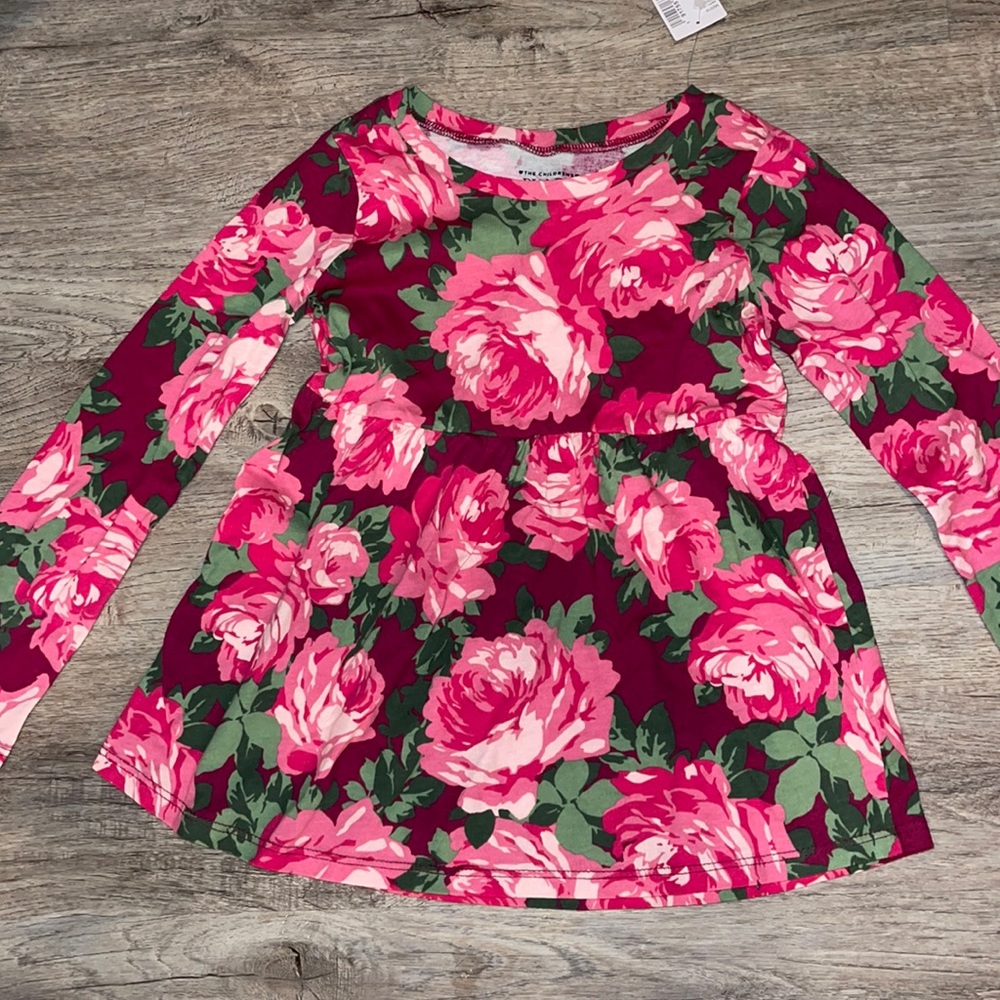 Children’s place long sleeve 4T floral burgundy and pink top NWT